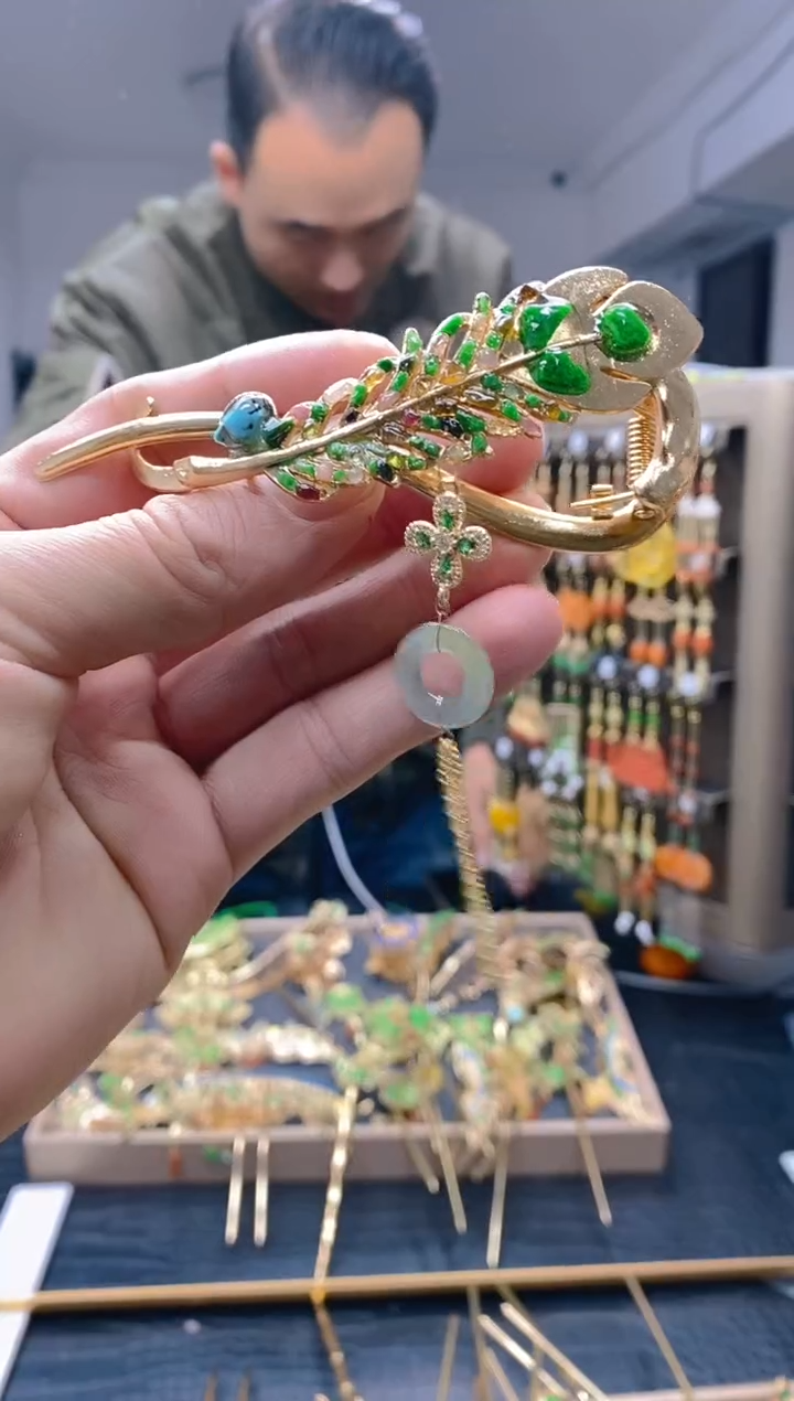 【闪购商品】翡翠耳饰合金183翡翠发簪