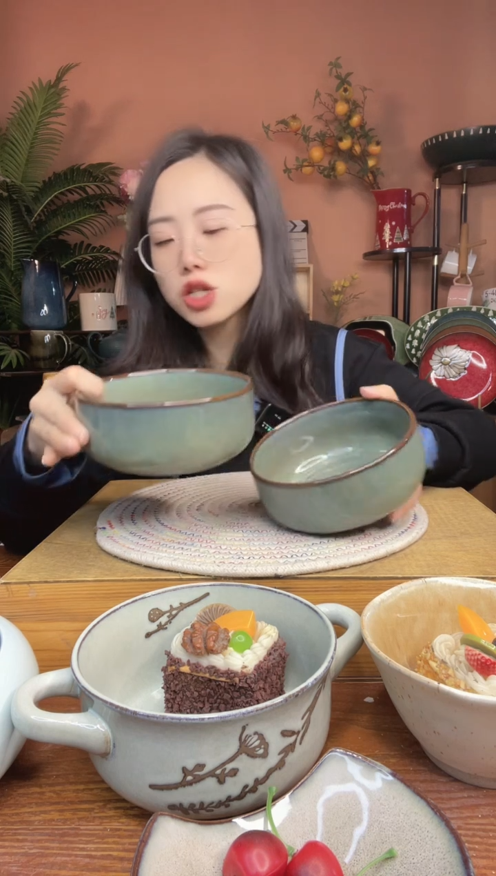 陶瓷5.5英寸窑变釉米饭碗 2件 微瑕疵