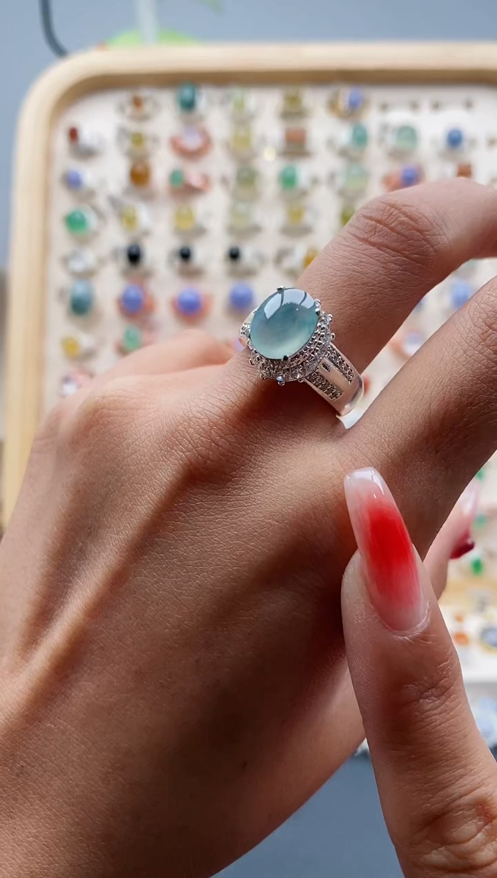 【闪购商品】翡翠戒指未镶嵌缅甸天然A货翡翠333 7+1