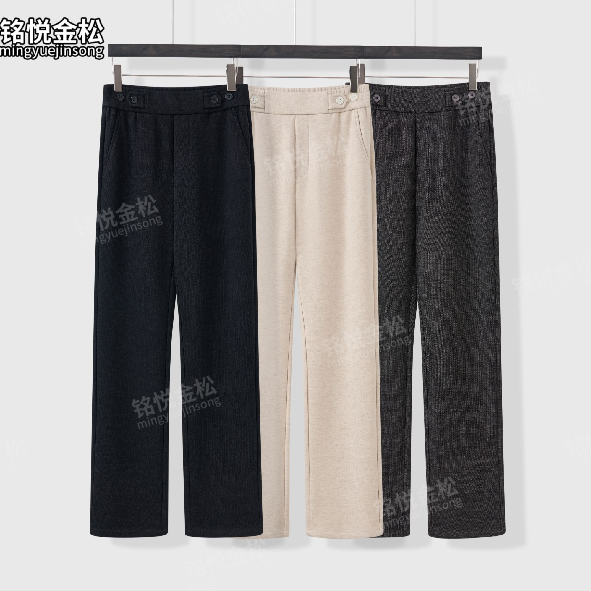 铭悦金松秋冬季含绵羊毛直筒裤加绒加厚爆款2025新款男士休闲裤子