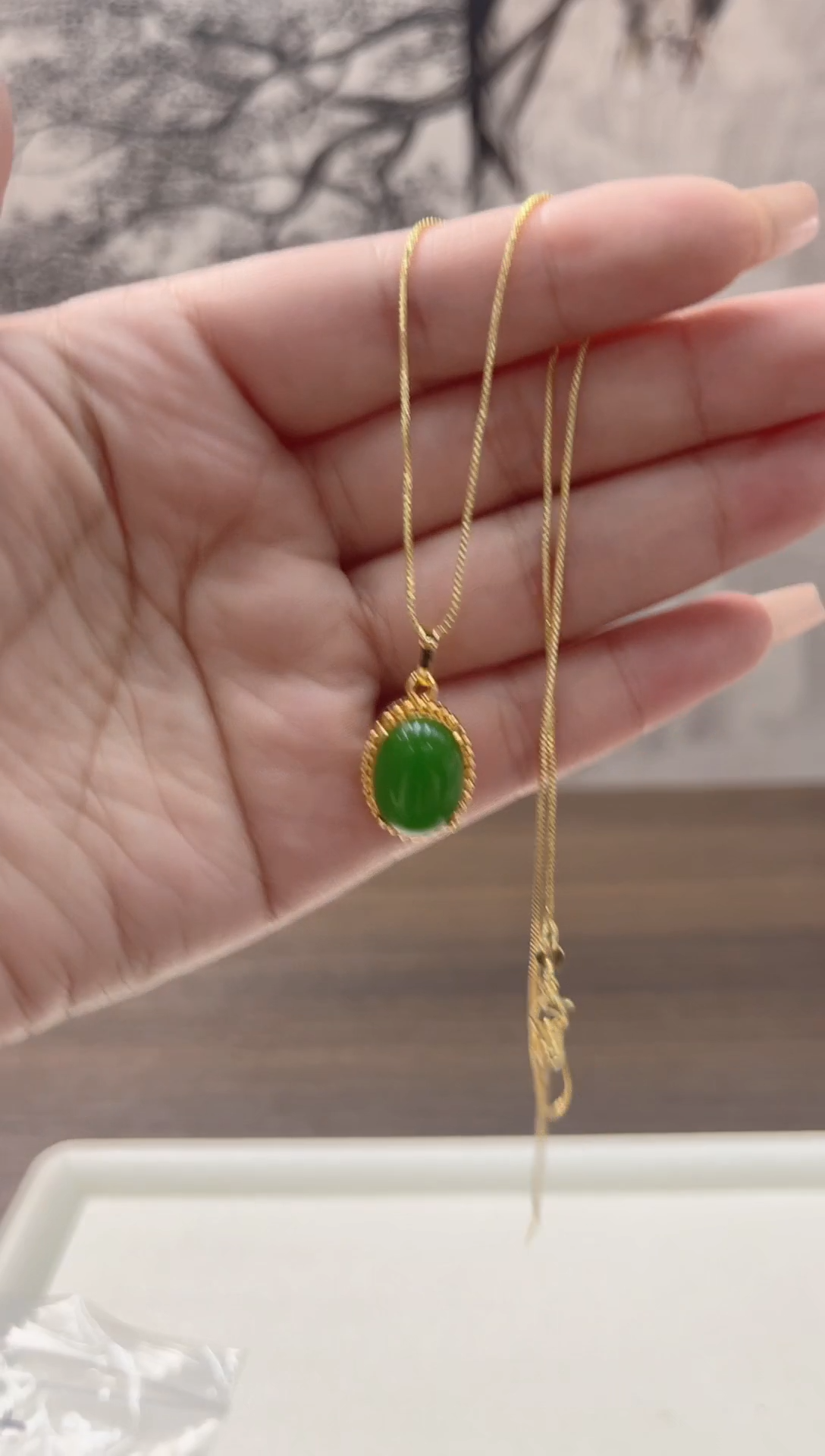 吊坠(赠链)银S925镀金镶嵌和田玉D313