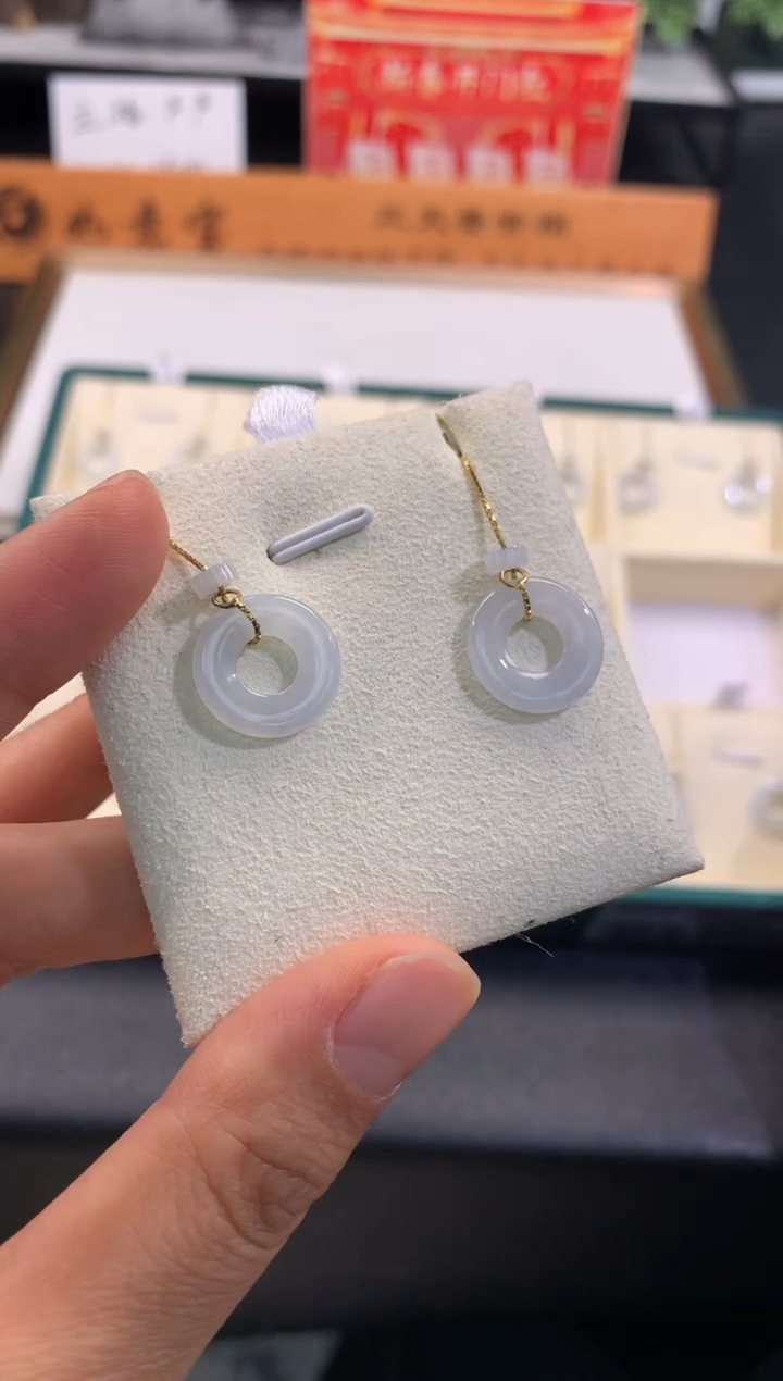 【闪购商品】翡翠耳饰银S925镶嵌FC262翡翠耳线多样性发其一