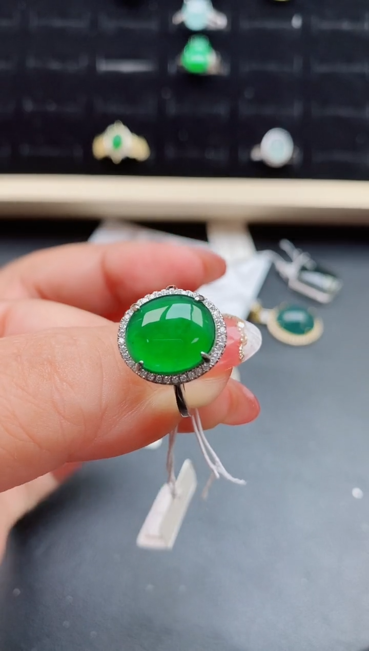 【闪购商品】翡翠戒指银S925镶嵌85001