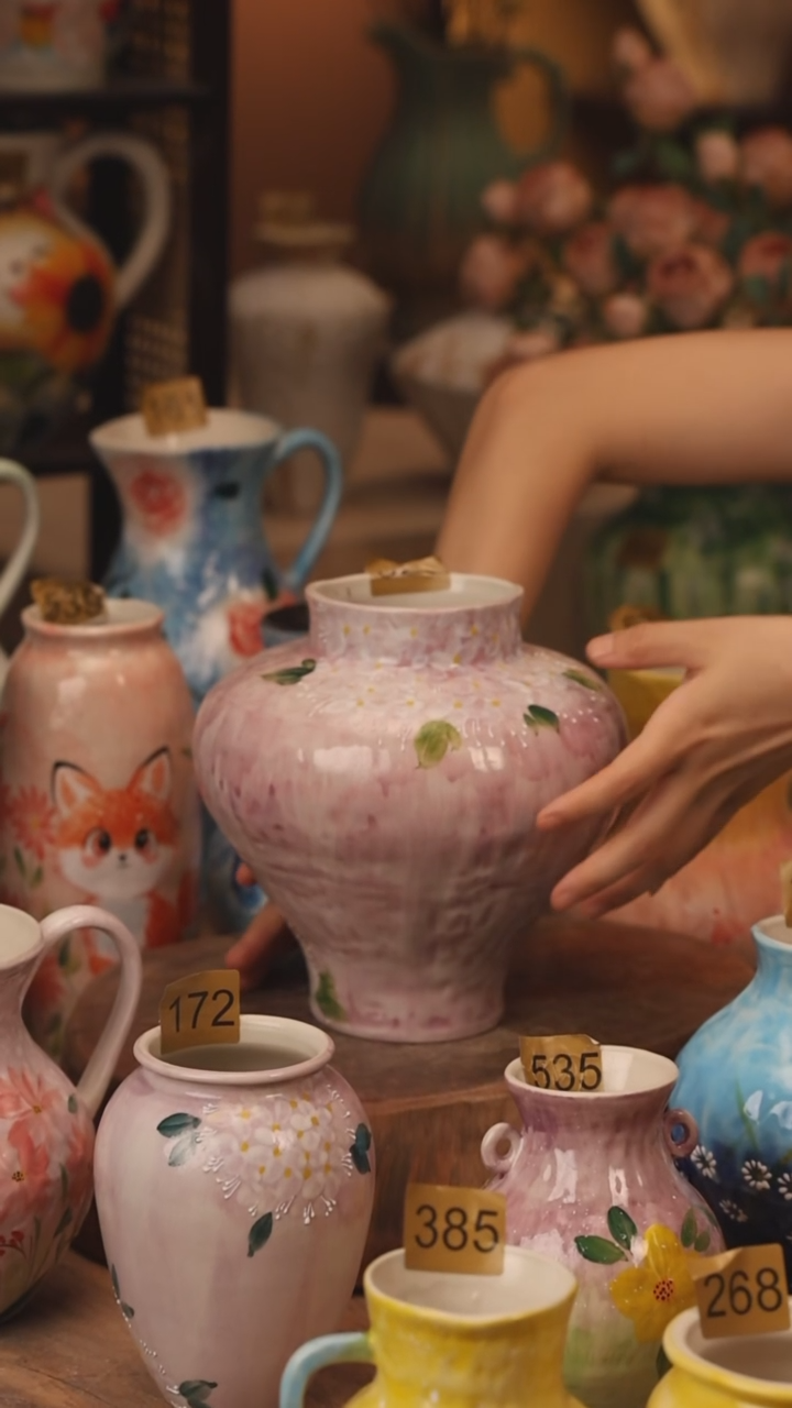 陶瓷523景德镇设计师手作花器摆件侘寂风