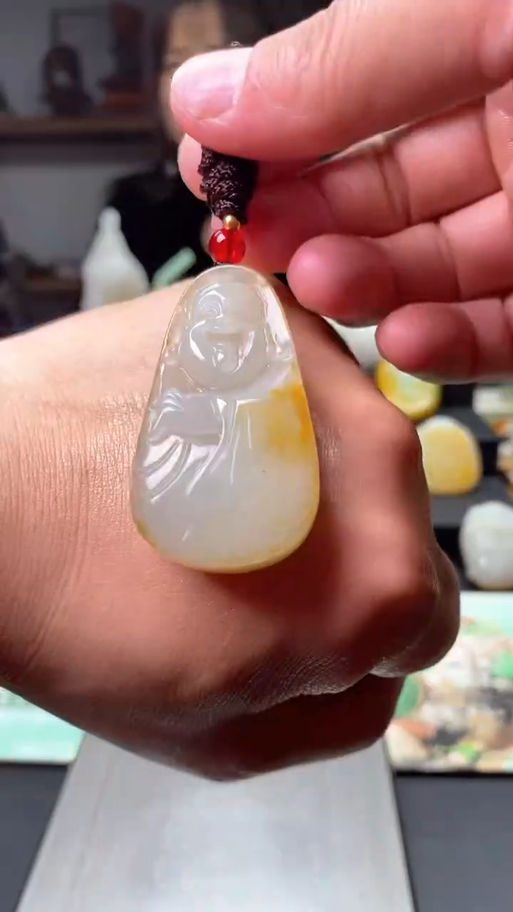 和田玉未镶嵌挂件弥勒佛