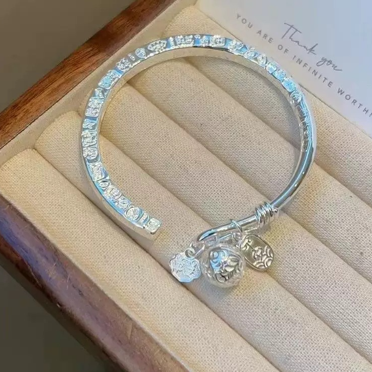 足银手镯 28号-宫铃吉言【开口】手镯