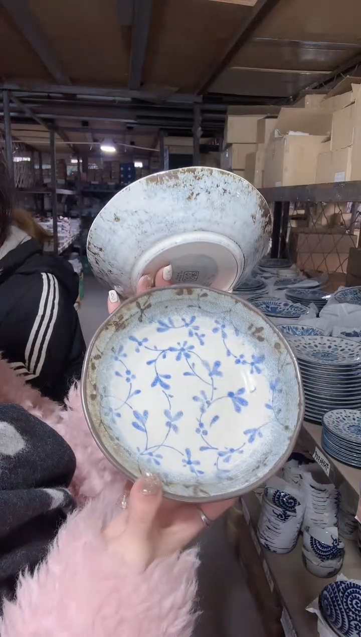 陶瓷一轮花深盘16.7cm两支