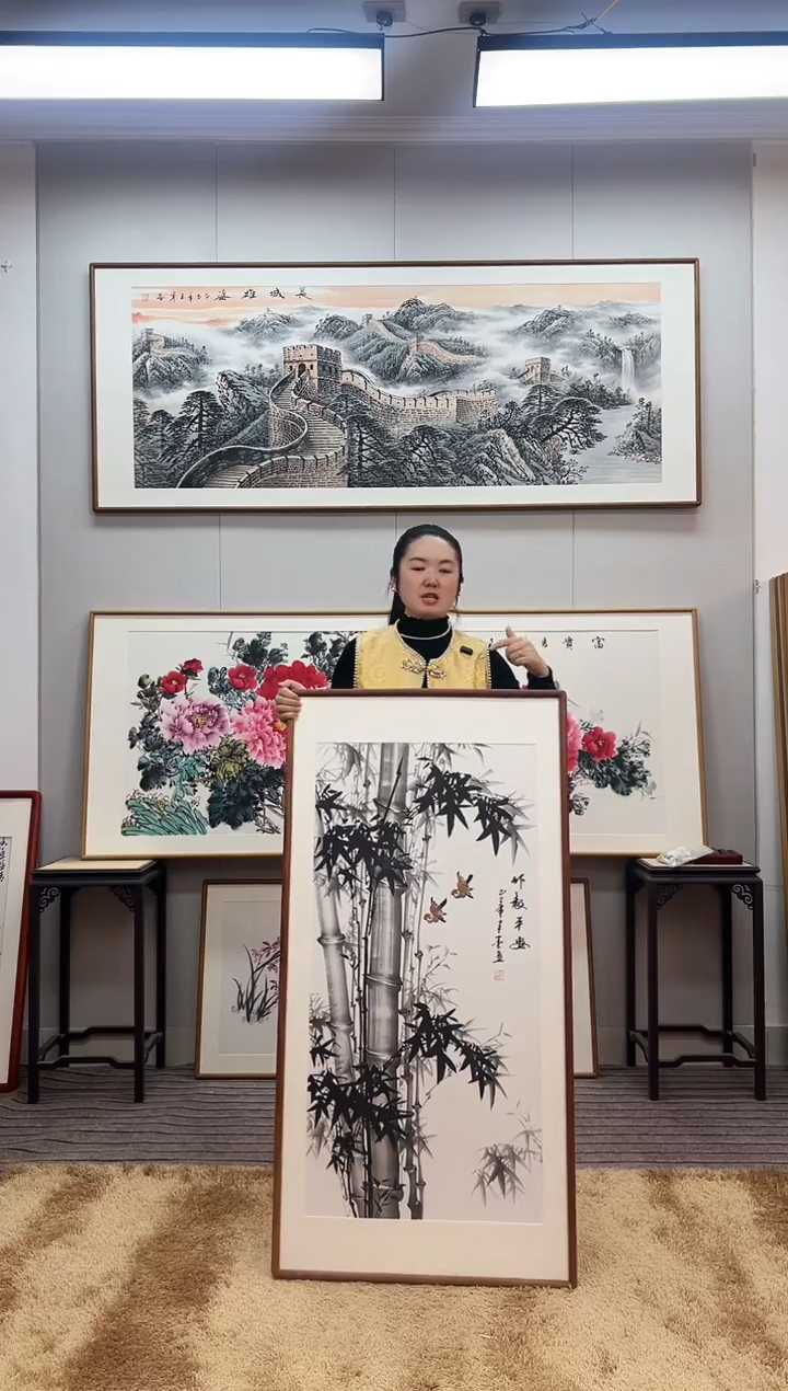 国画手绘墨竹122*62尺寸