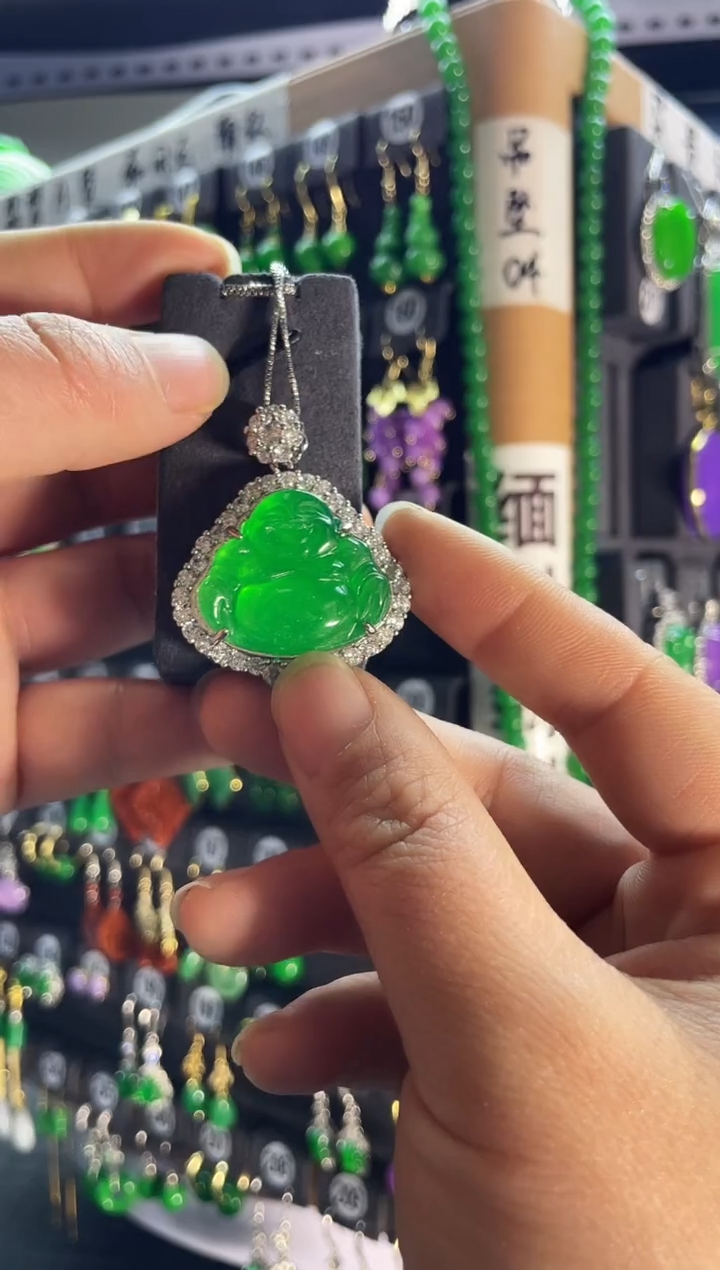 【闪购商品】翡翠耳饰银S925镶嵌老219