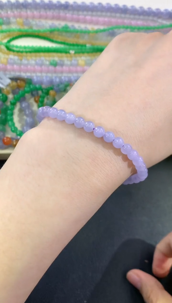 未镶嵌手串翡翠C16紫色有色差