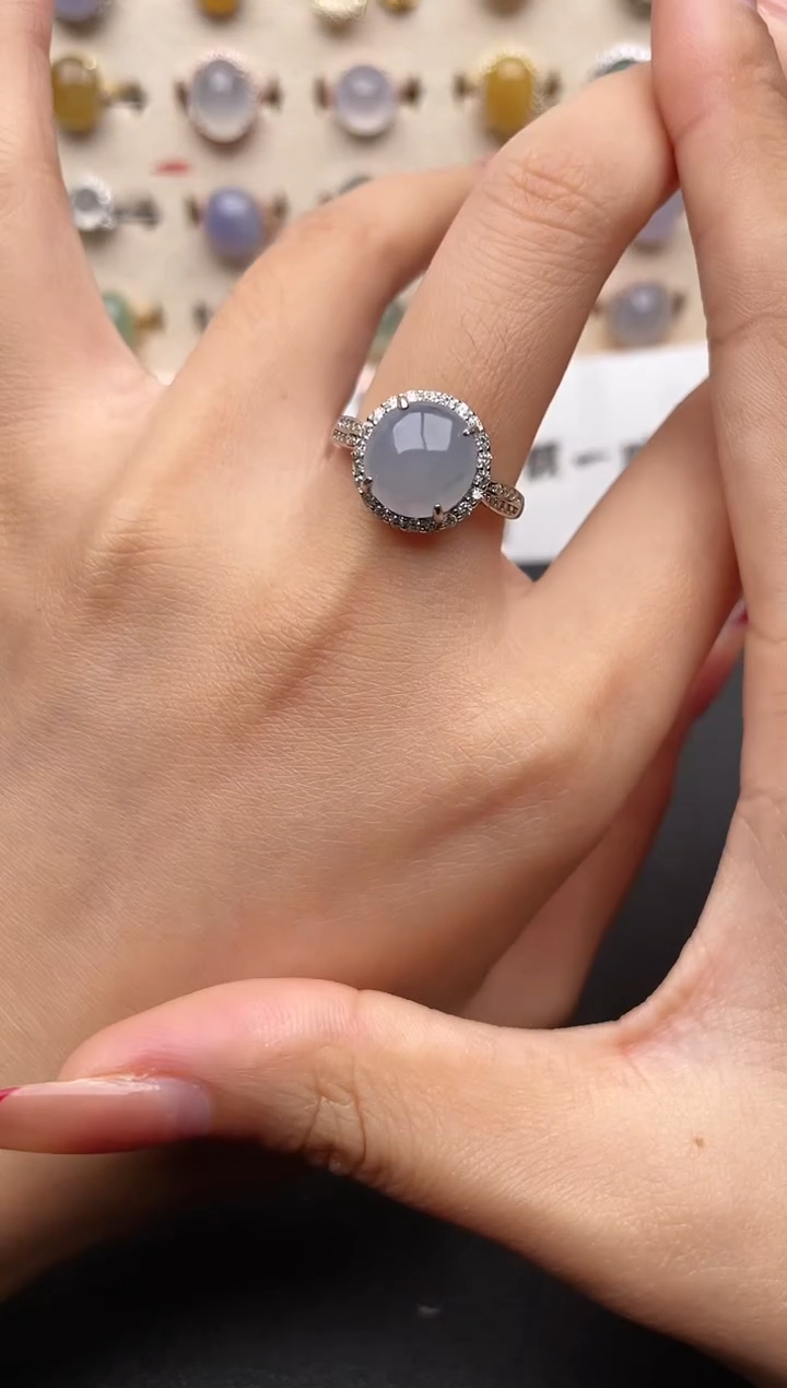 【闪购商品】翡翠戒指银S925镶嵌一物一证一礼盒