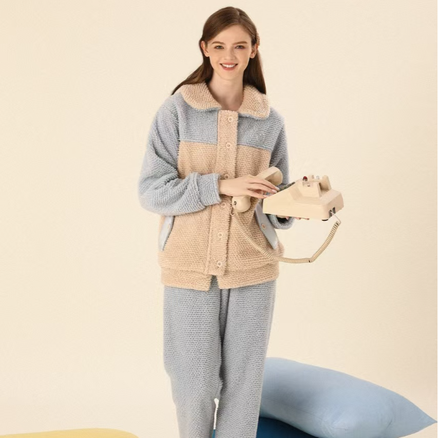 女士羊绒绒长袖长款家居套FD53022