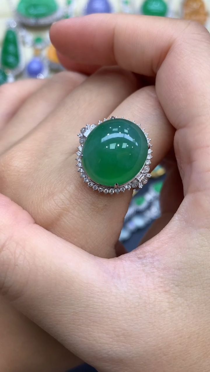 18K金镶嵌戒指翡翠426-中国好珍宝