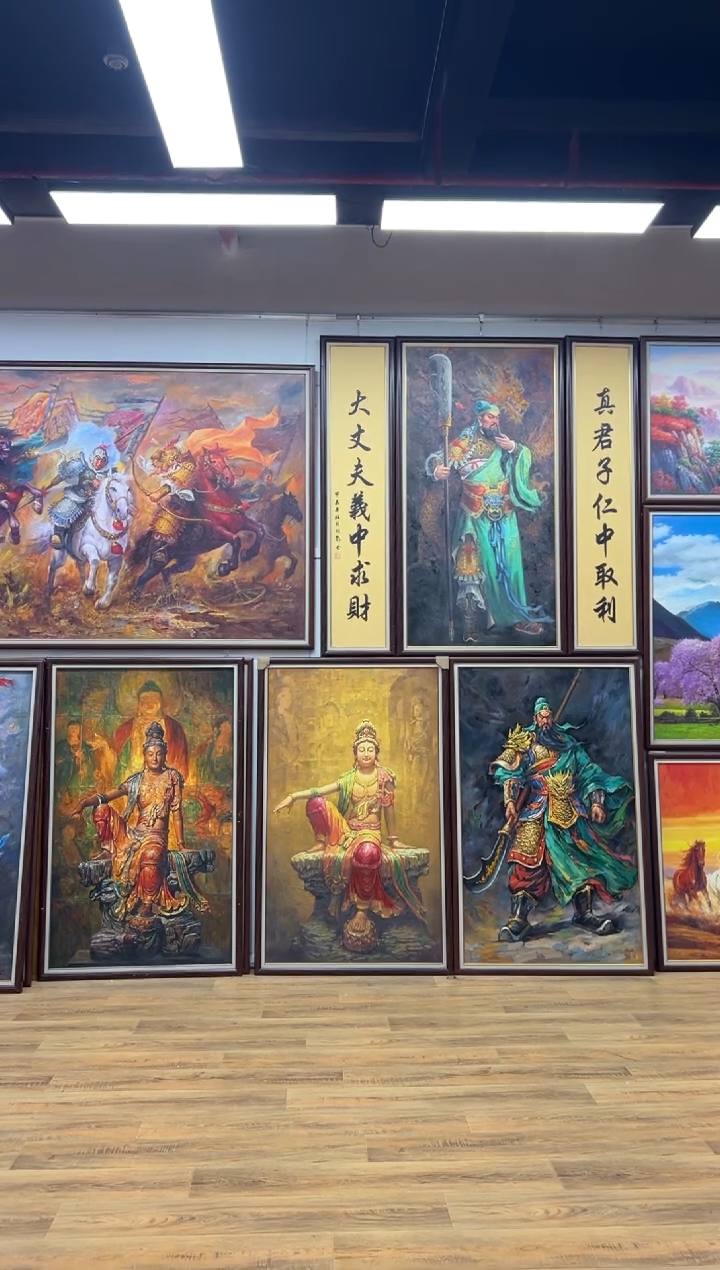 油画梧****灵水月尾款办公室客厅茶室玄关走廊家居挂画油画版画