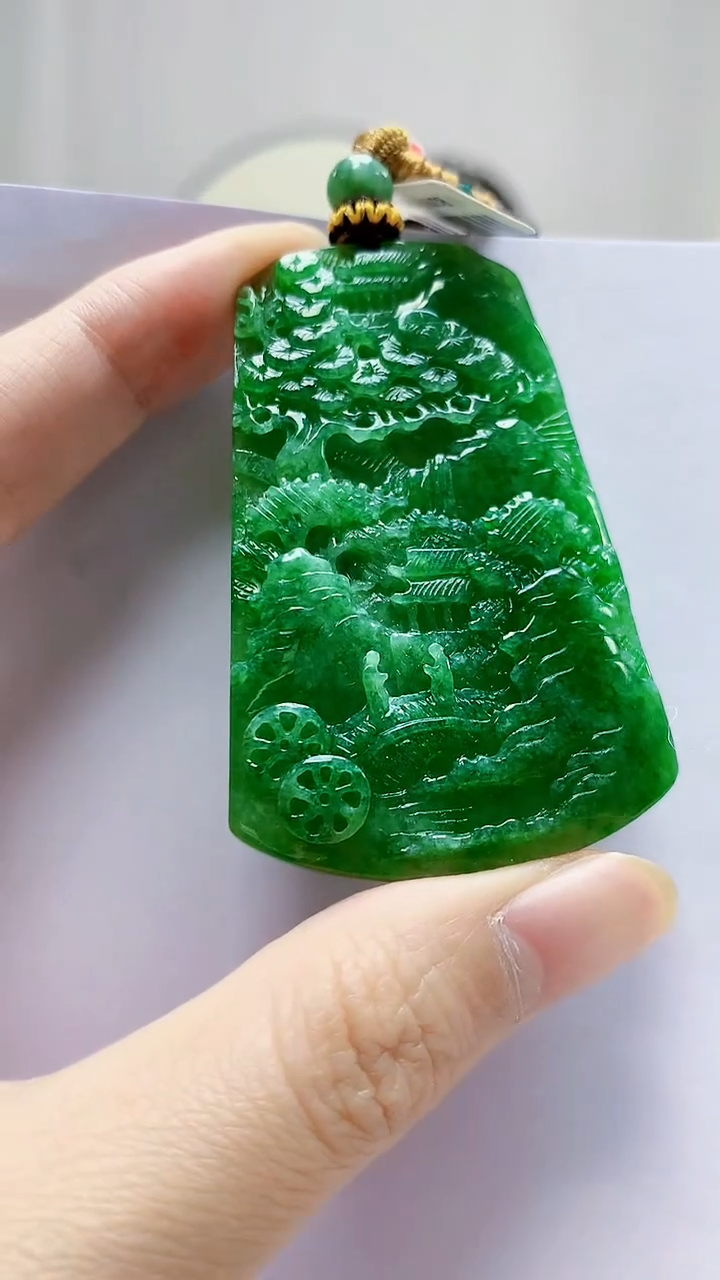 未镶嵌定制翡翠4812zm-毛货挂件山水101