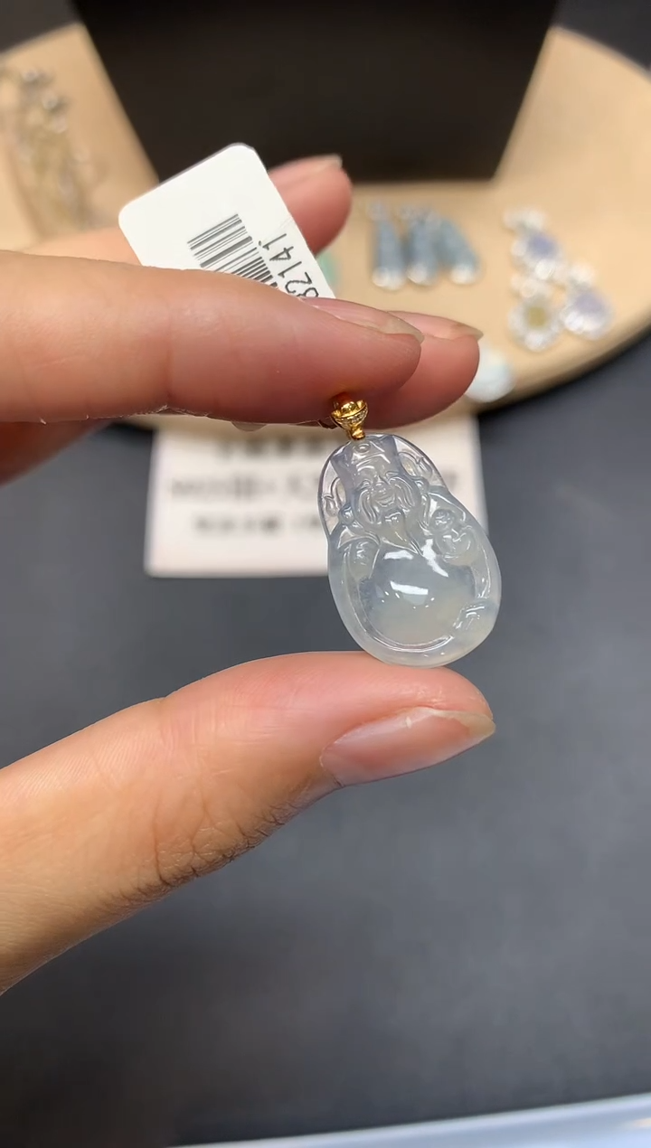 【闪购商品】翡翠吊坠(不含链)18K金镶嵌财神爷【无服务费】