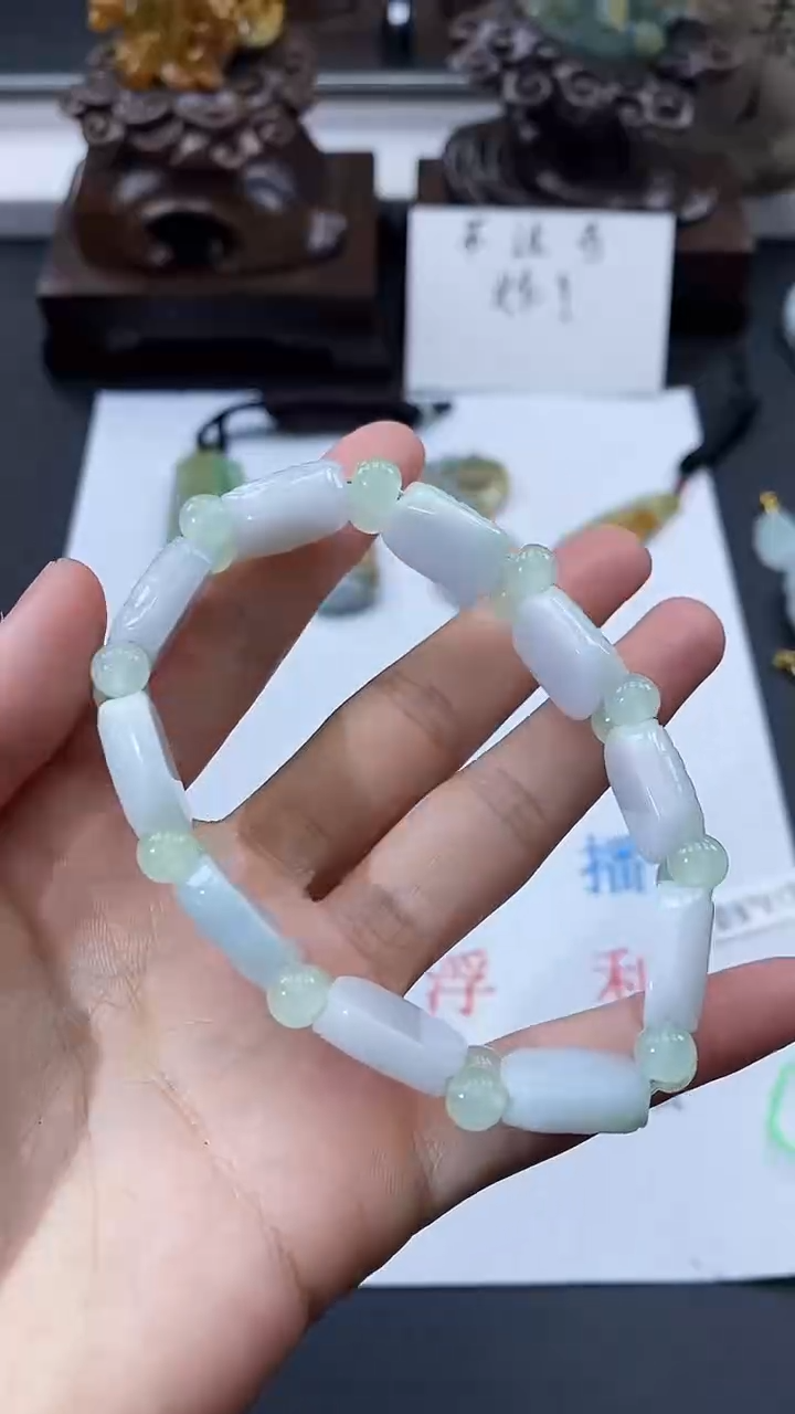 颈饰未镶嵌翡翠天然缅甸A货翡翠富甲天下手链12.6mm