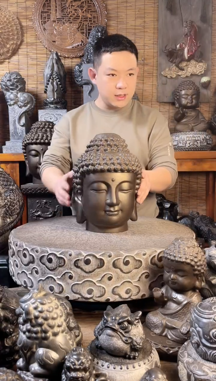 【闪购商品】30佛头天然青石雕刻