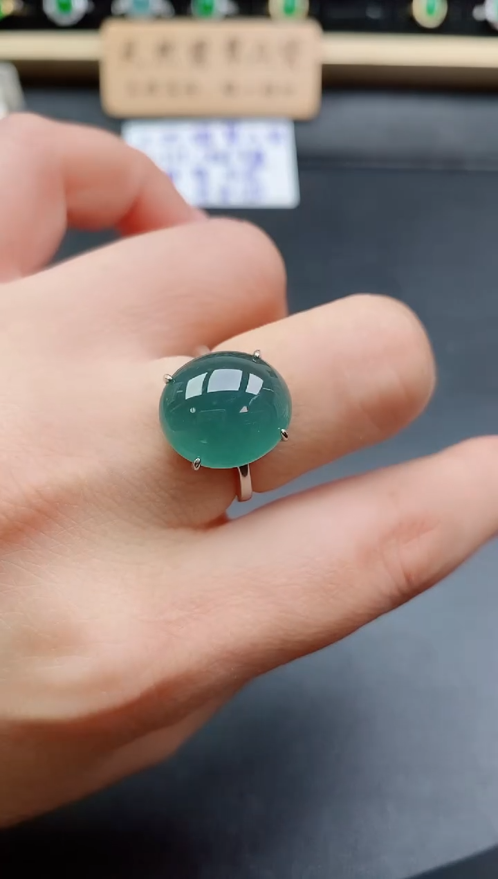 银S925镶嵌戒指翡翠1