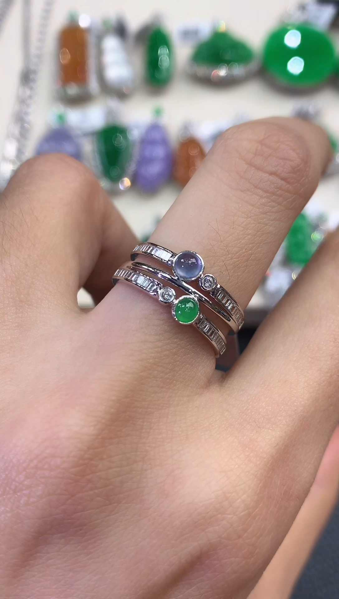 【闪购商品】翡翠戒指18K金镶嵌D46有色差      