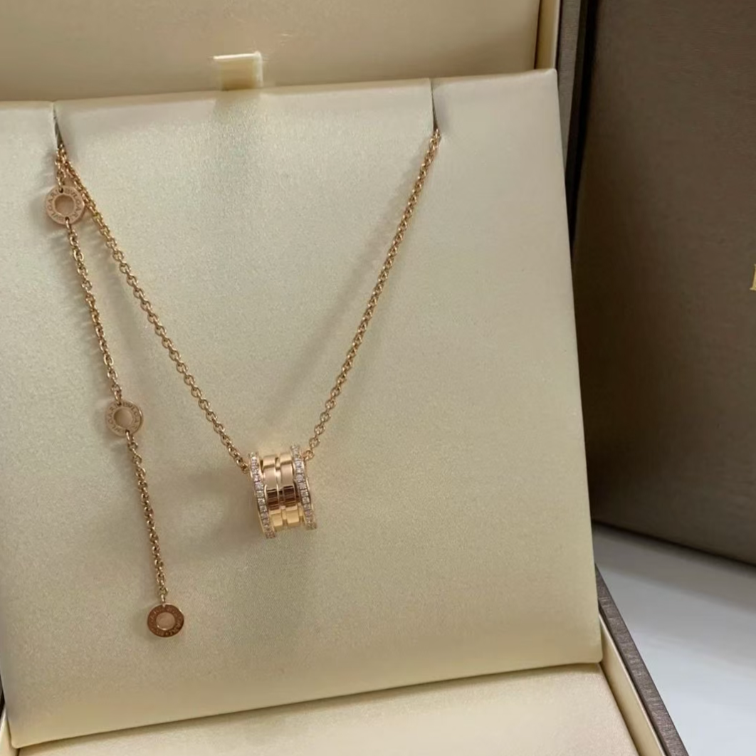 99新 BVLGARI/宝格丽 大漏弹簧双轨道满钻 玫瑰金色