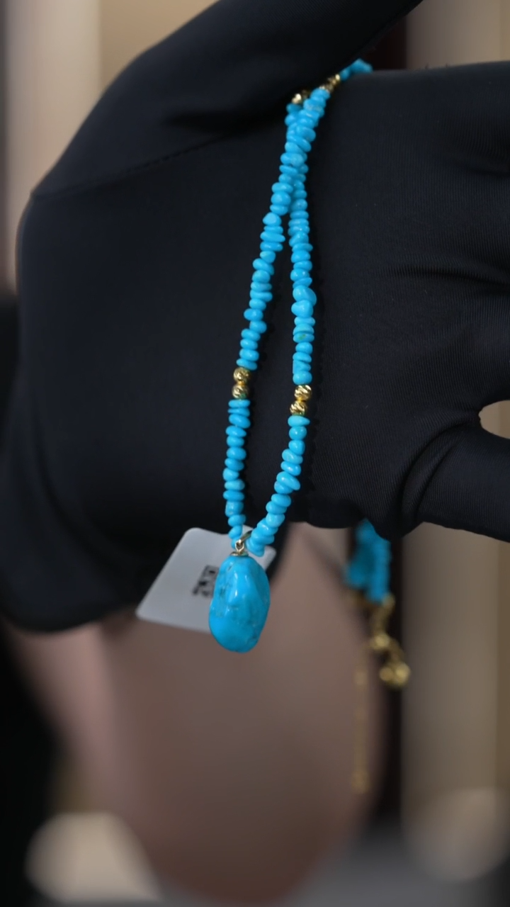 绿松石18K金镶嵌项链秒拍15号