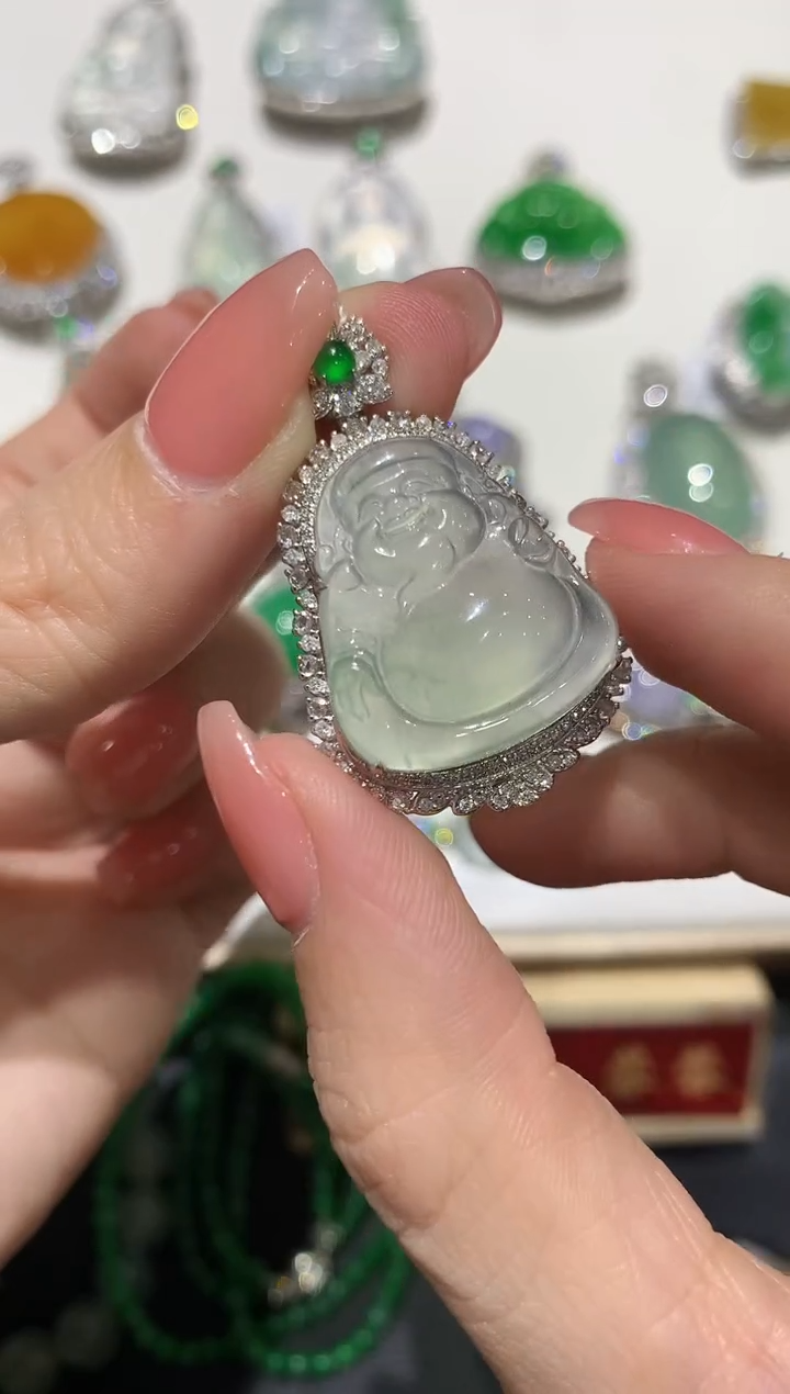 【闪购商品】翡翠吊坠(不含链)18K金镶嵌团购3