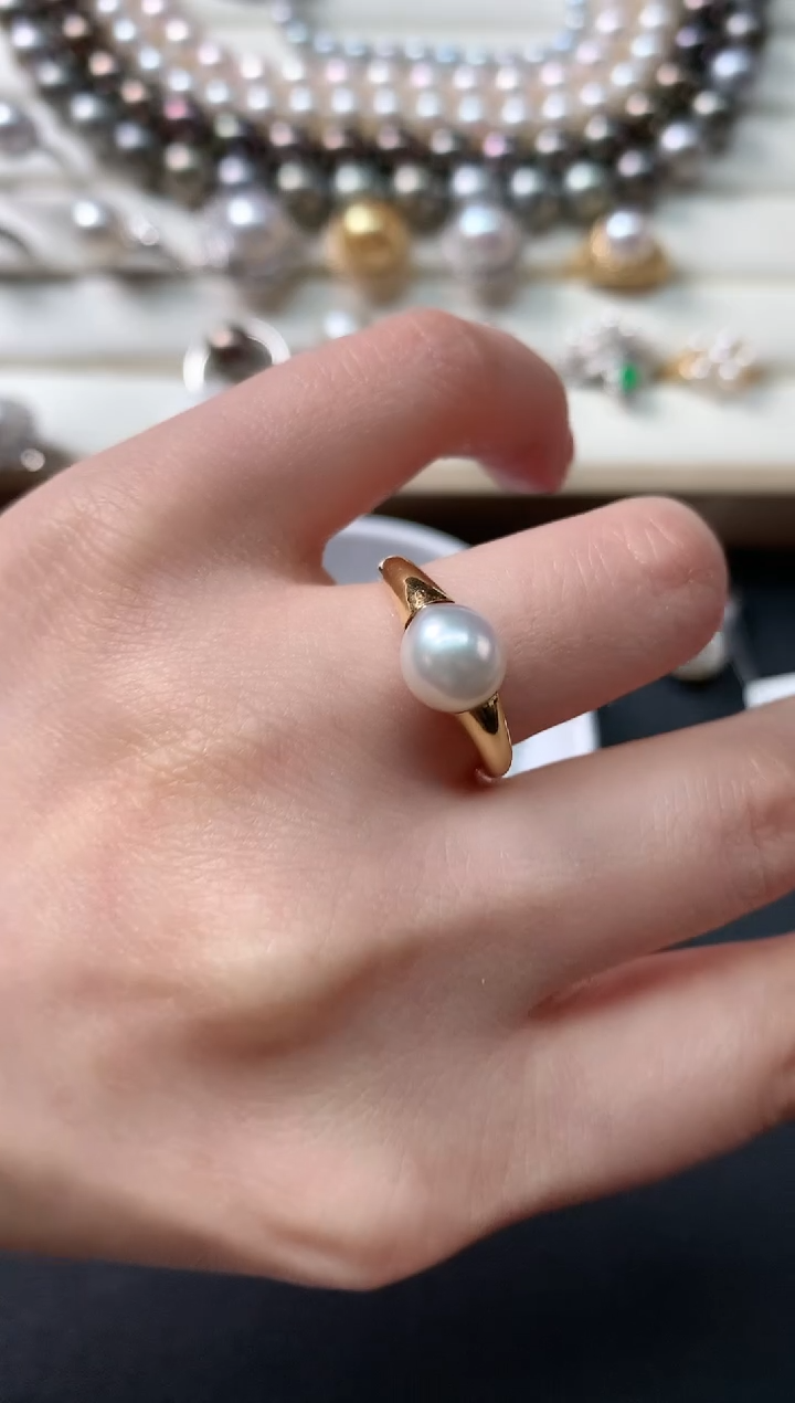 【闪购商品】海水珍珠戒指18K金镶嵌D85|1680