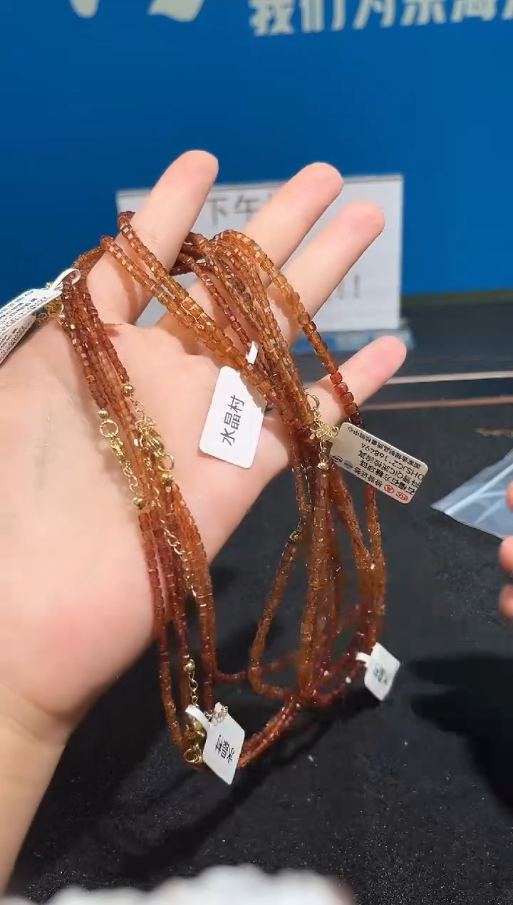 未镶嵌手链水晶12号橙红石榴石小米珠项链3+mm
