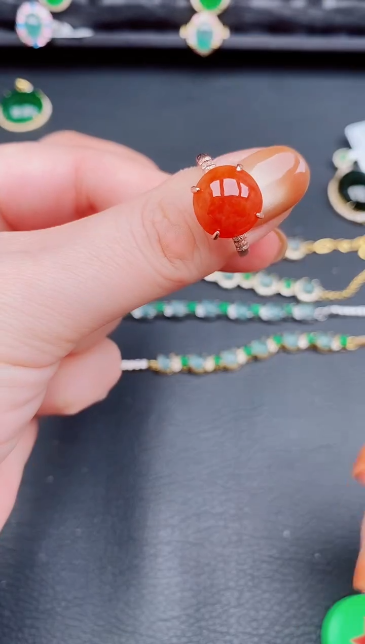 【闪购商品】翡翠戒指银S925镶嵌天然a货翡翠296