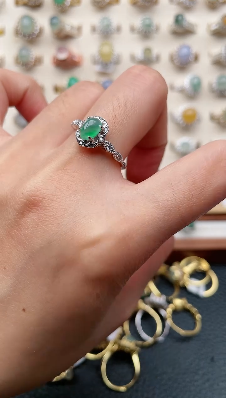 【闪购商品】翡翠戒指银S925镶嵌1111