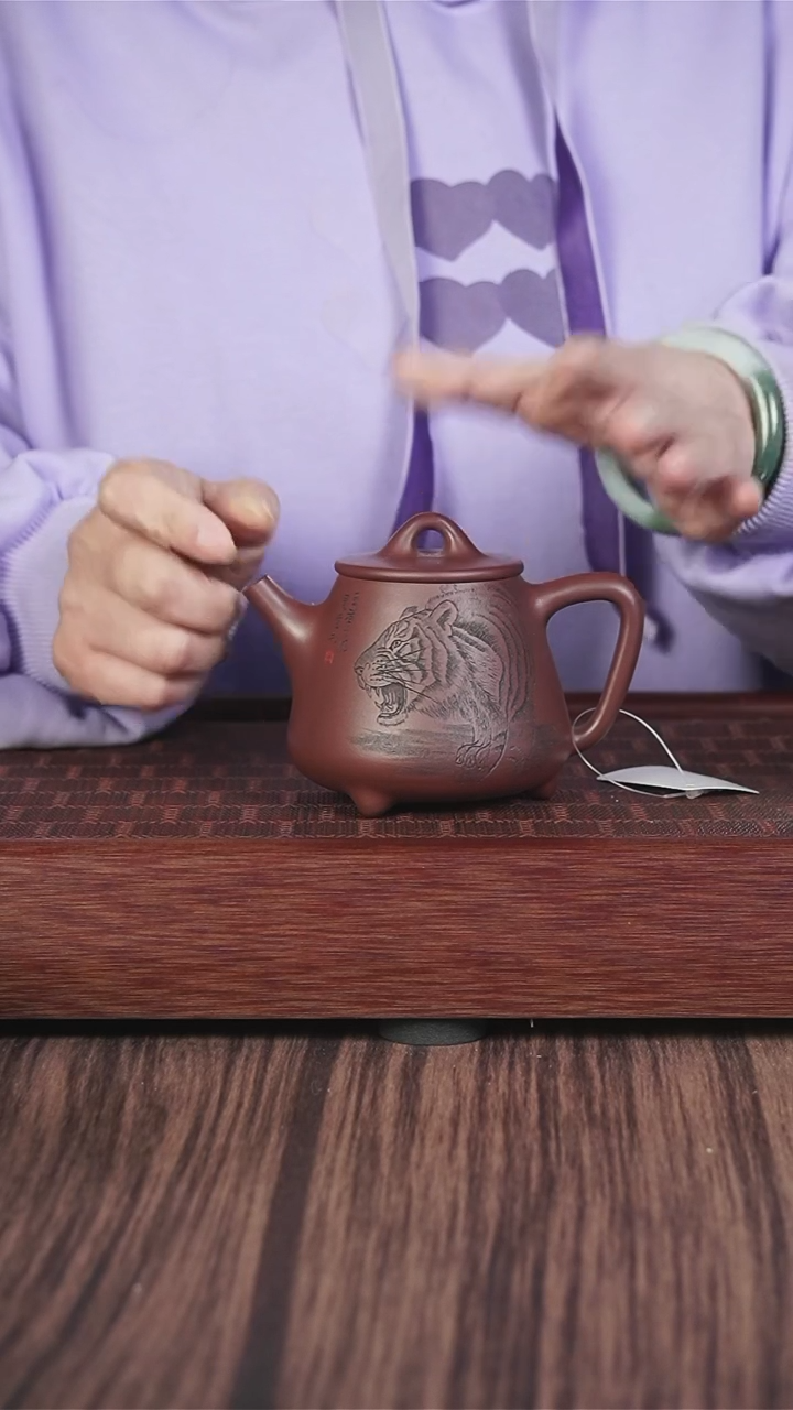 【闪购商品】紫砂茶壶潘俊  刻绘  高石瓢