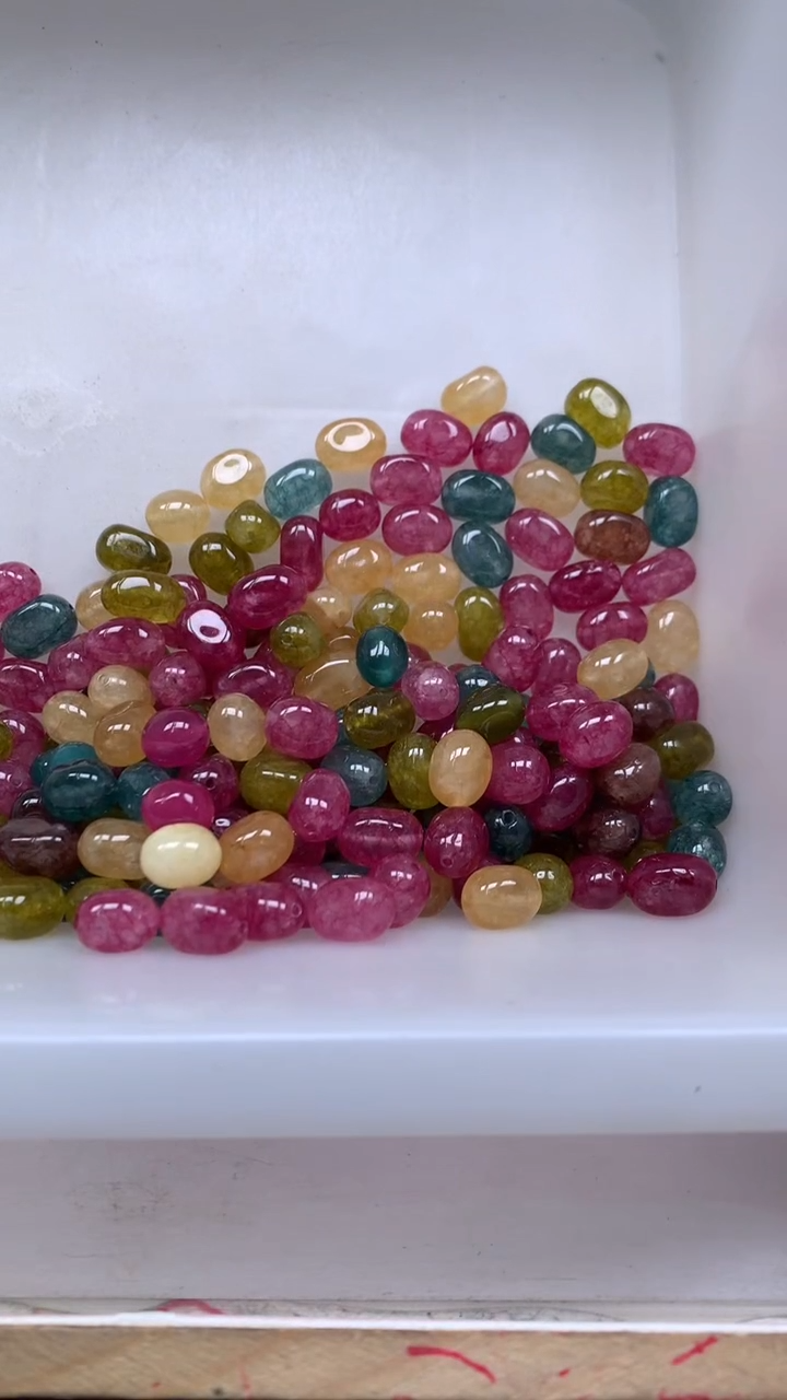 未镶嵌散珠碧玺D484 彩碧玺 随型8*10mm10个5元