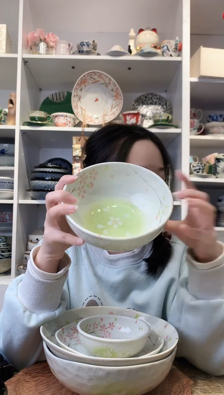 陶瓷【到手两支】花庵樱花树面碗16cm