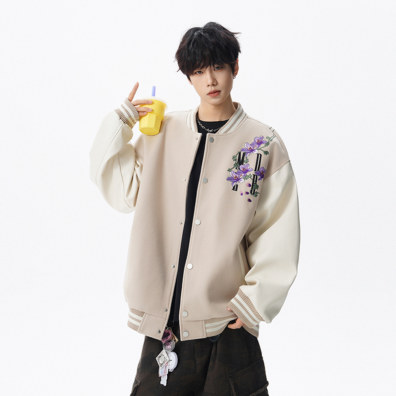 【HM】MD藤蔓花刺绣重磅棒球服外套1701