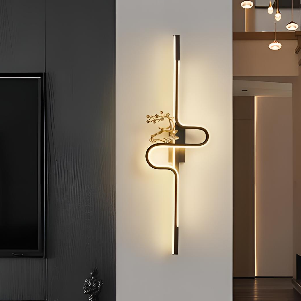 灯佐客厅电视背景墙壁灯格栅灯北欧2025新款祥云鹿酒店充电语音款