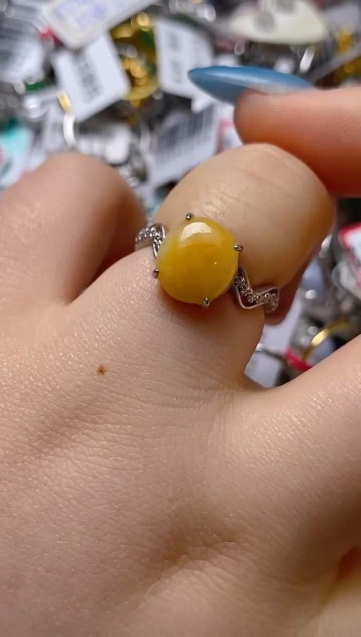 银S925镶嵌戒指翡翠百内无证书