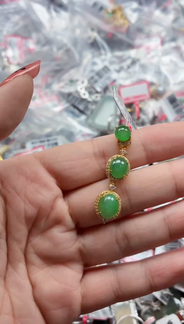 银S925镶嵌戒指翡翠天然A货缅甸翡翠