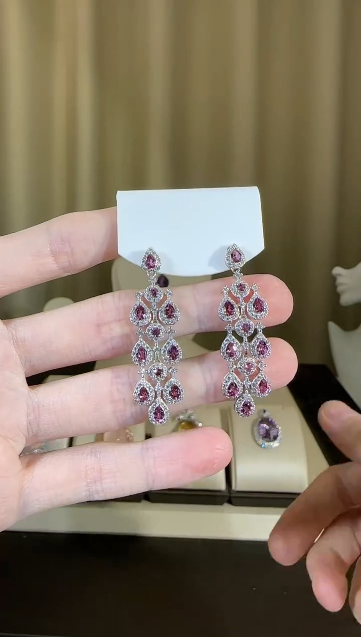 【闪购商品】石榴石耳坠银S925镶嵌设计款