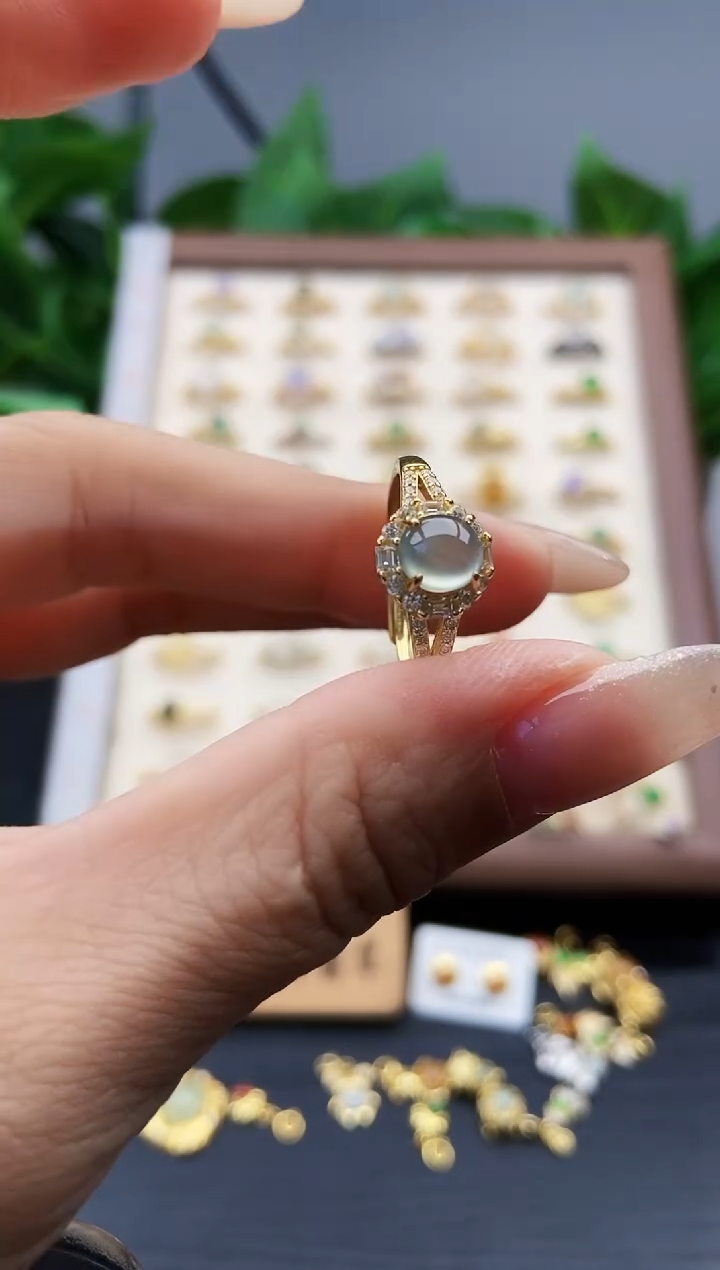 银S925镶嵌戒指翡翠12