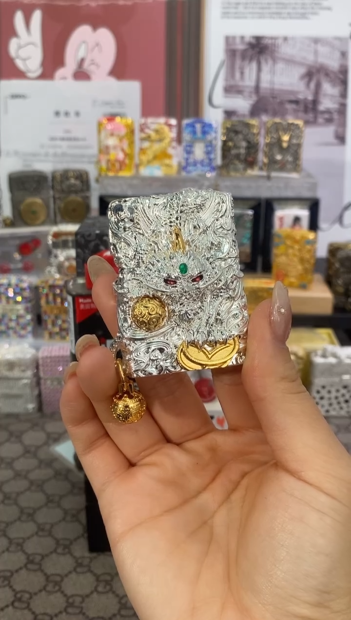 镜面ZIPPO银玉灵动貔貅 五个颜色可选 礼盒礼袋-油-火石