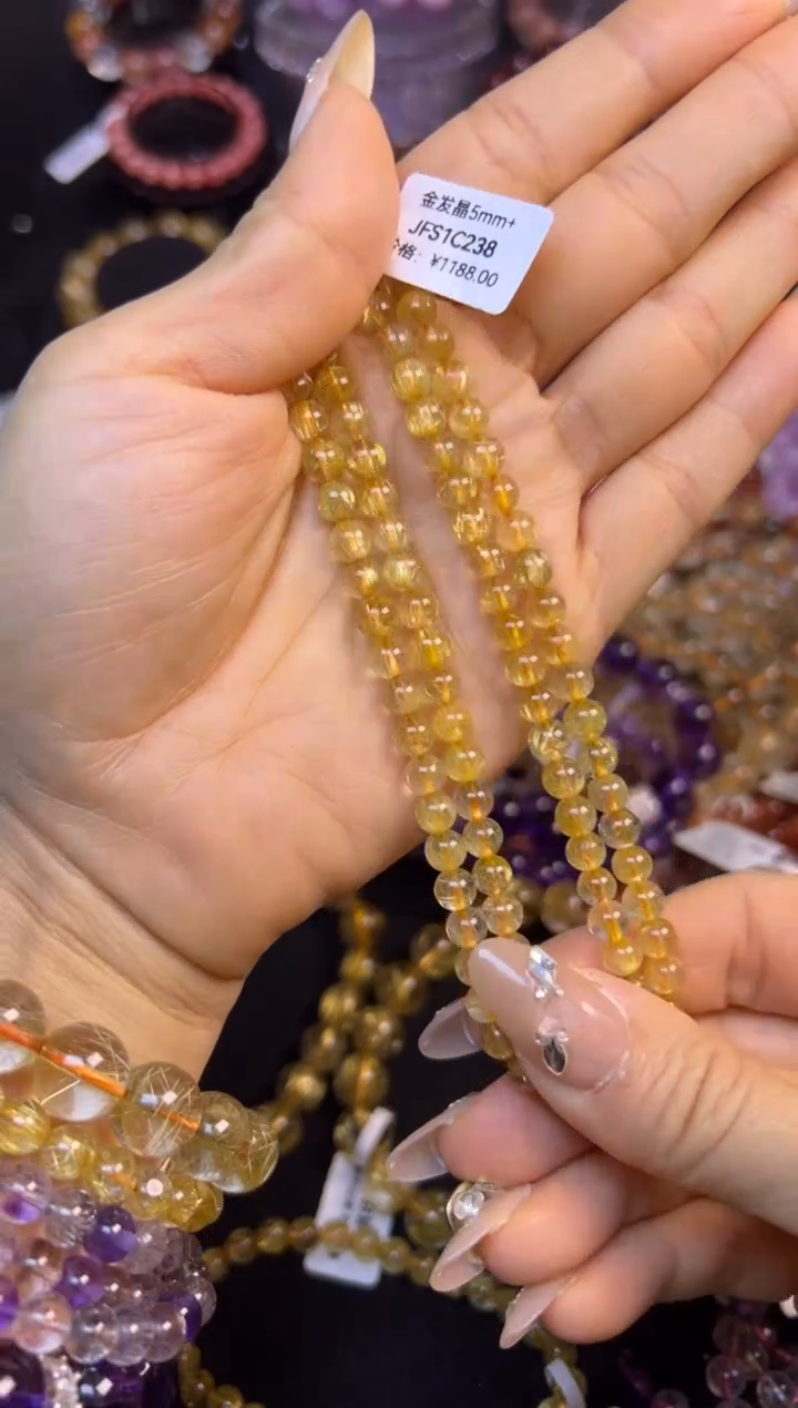 未镶嵌手串水晶金发晶三圈5.8mm