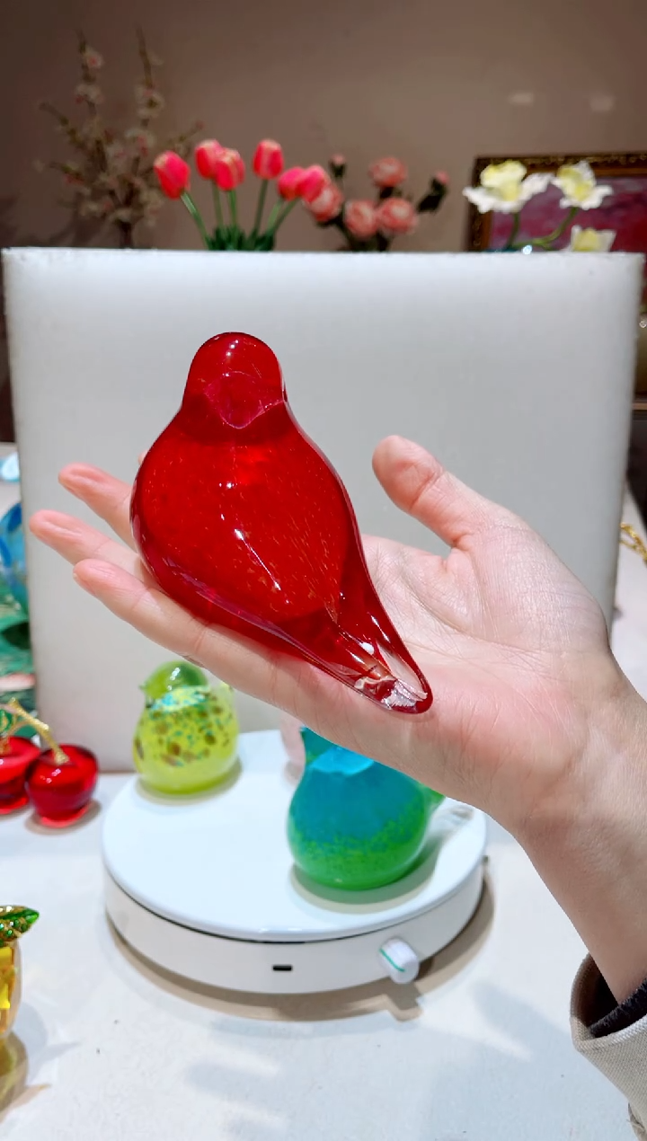 【闪购商品】琉璃手工艺品红色小鸟