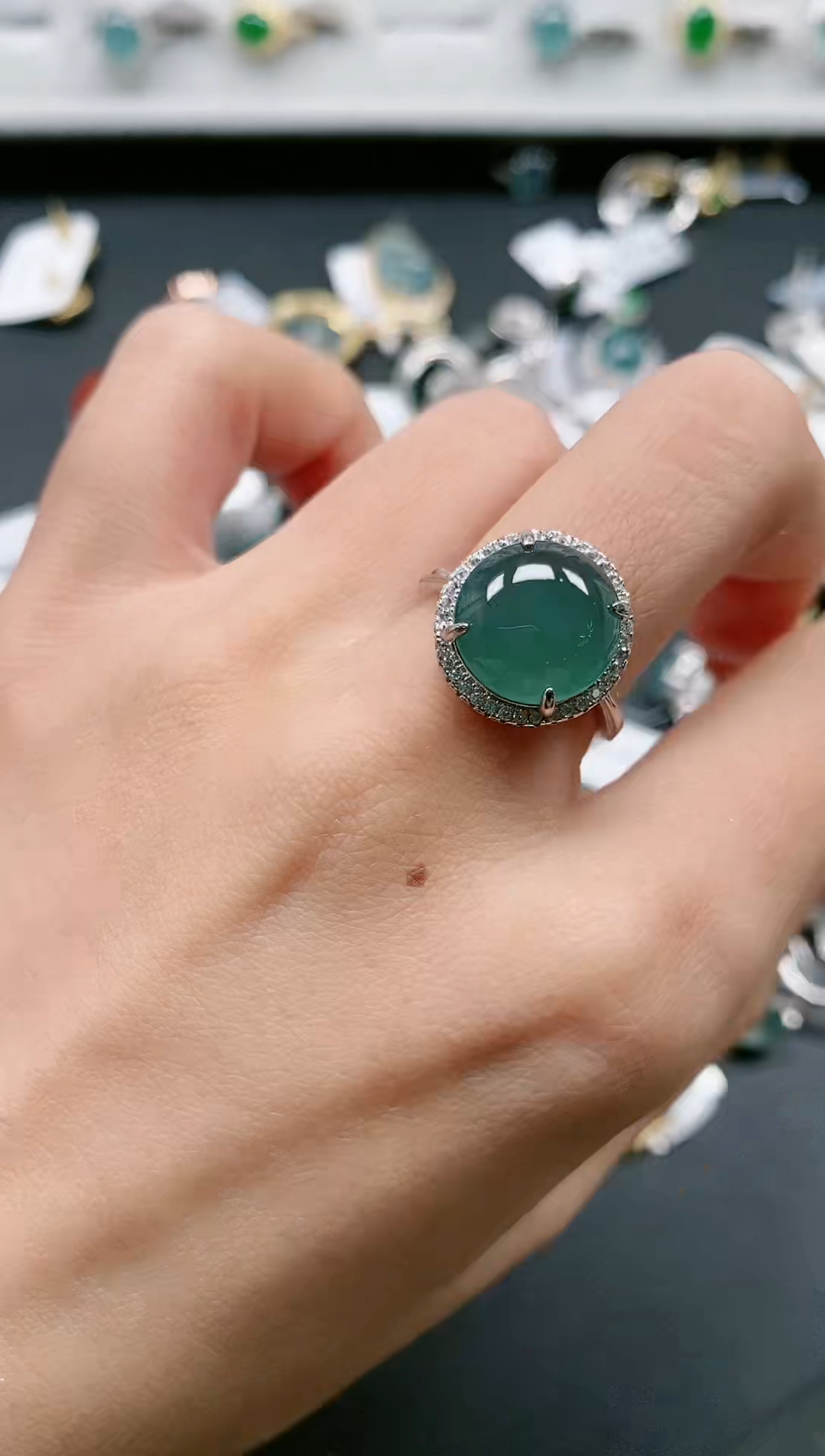 【闪购商品】翡翠戒指银S925镶嵌111111