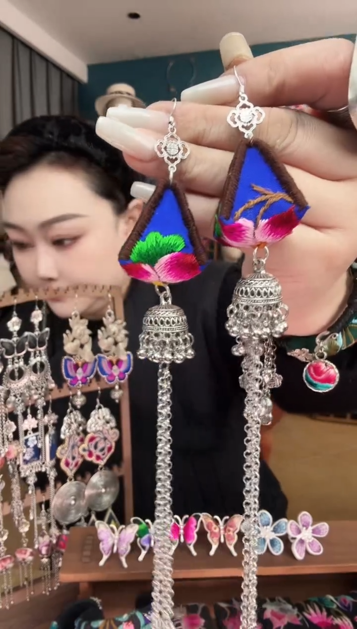 刺绣纯手工民族风刺绣耳环