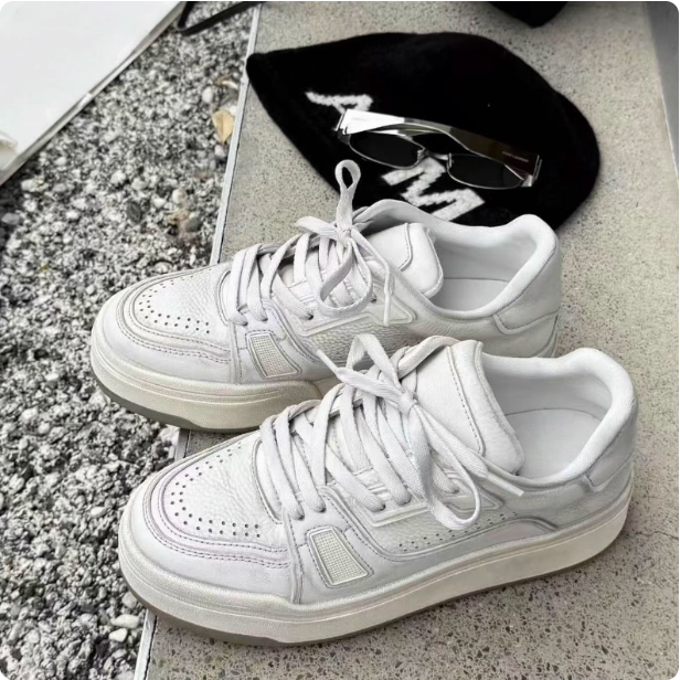 欧货女鞋2025秋季新款厚底百搭做旧擦色时尚百搭运动复古小白鞋女