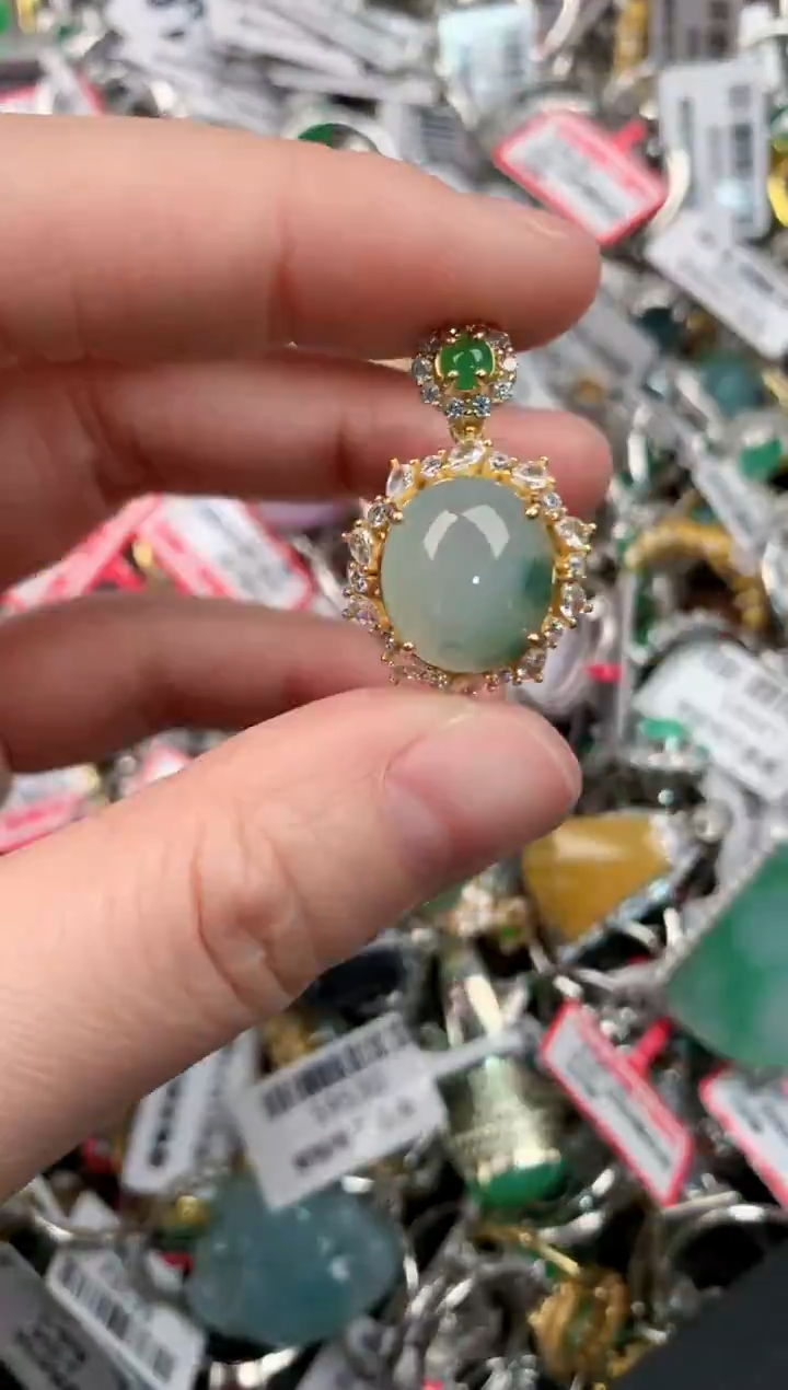 银S925镶嵌戒指翡翠55--10