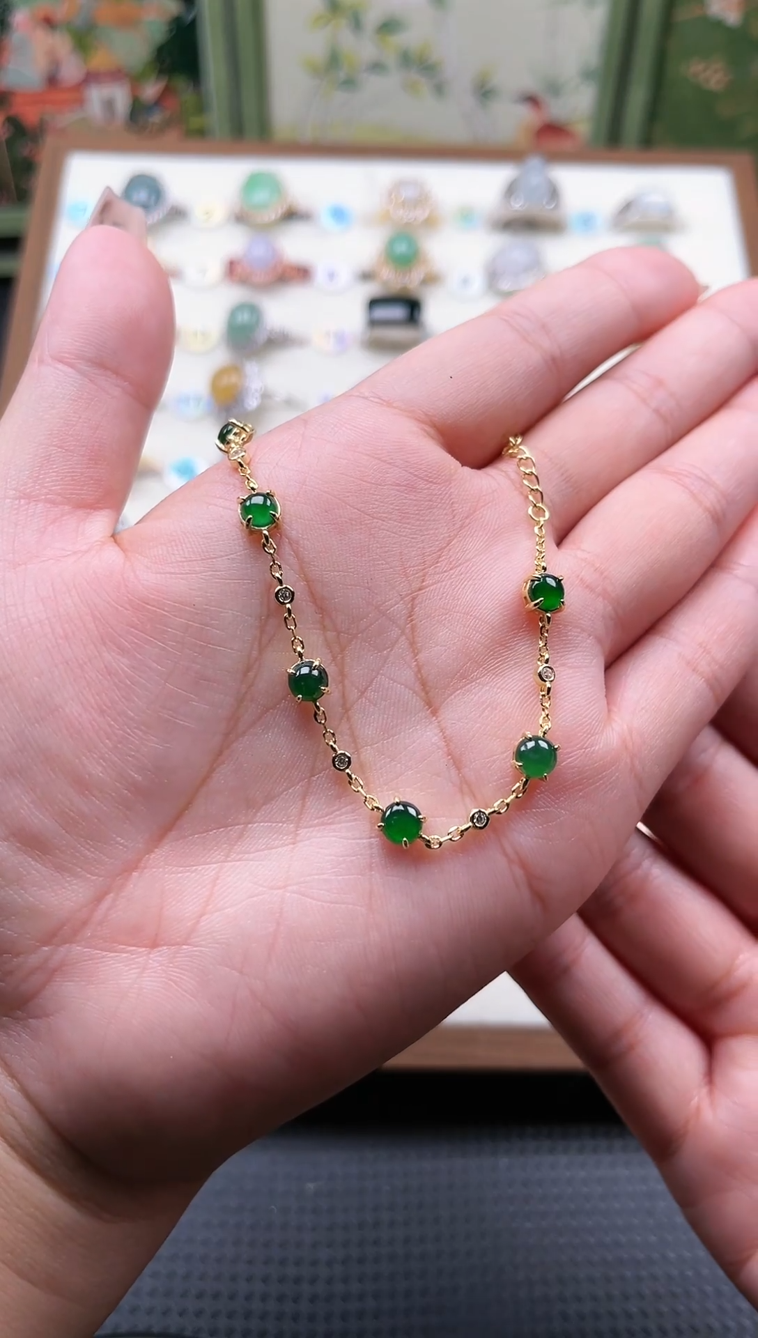 【闪购商品】翡翠手链银S925镶嵌天然A货翡翠手链