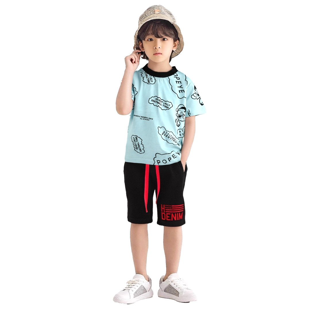 儿童T恤纯棉短袖T恤男童女童宝宝满印圆领上衣打底衫潮洋气