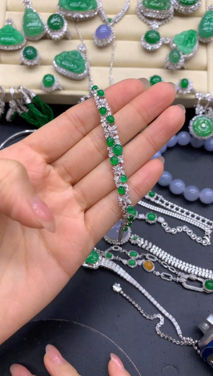 【闪购商品】翡翠手链18K金镶嵌562-中国好珍宝